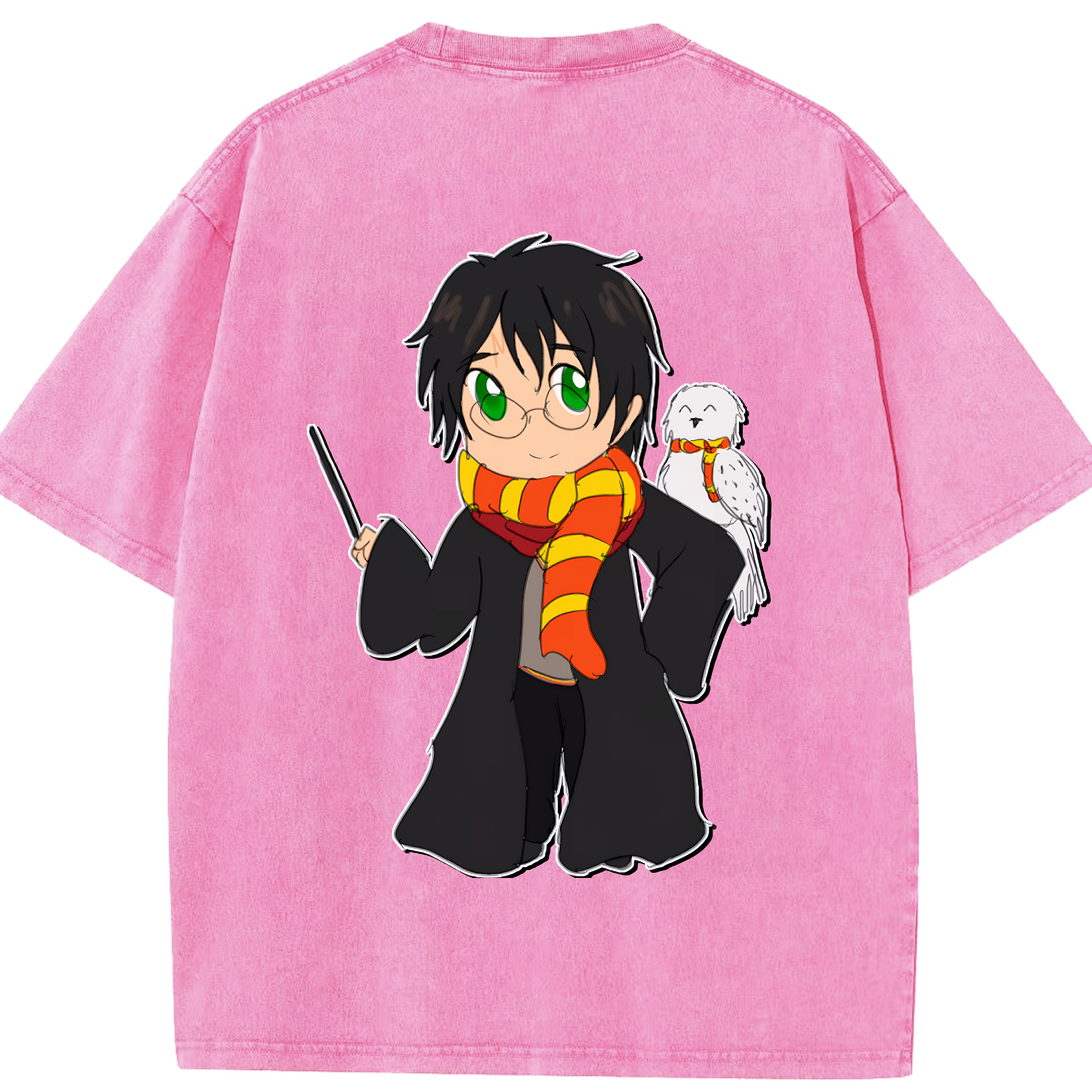 （画像用） Harry Potter ハリー・ポッターシリーズ 綿100% ヴィンテージ風 半袖Tシャツ（背面プリント）